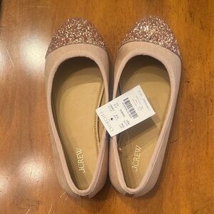 NWT J. Crew Girl’s Sparkling Cap Toe Flats - Blush size 3